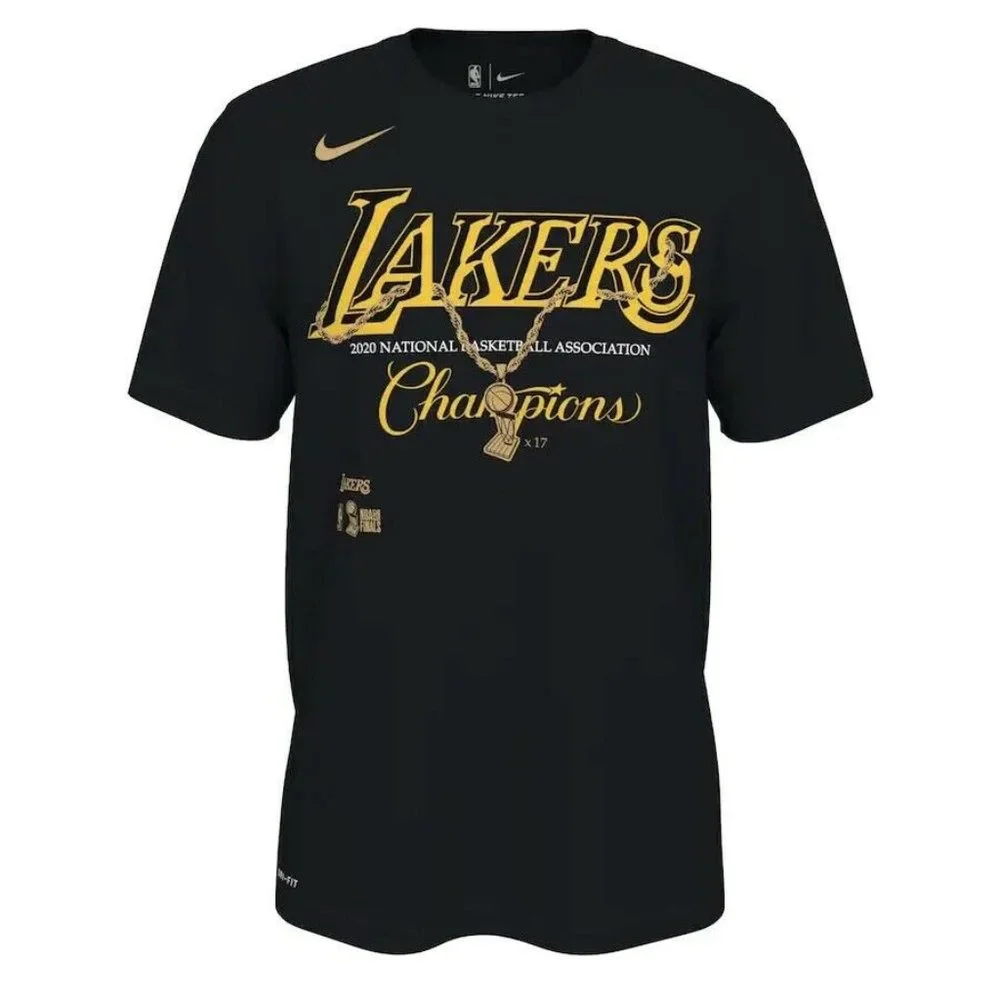 Nike Tee 2020 NBA LA Lakers Final Champions T-Shirt Dri-Fit Black Men's Size 2XL - Picture 1 of 3